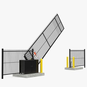Vertical Pivot Gates Black Rigged 3D model