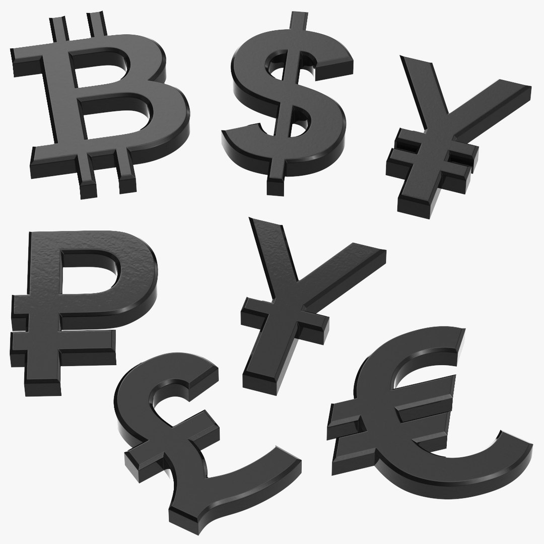 Currency Symbols Plastic Set 3D model preview