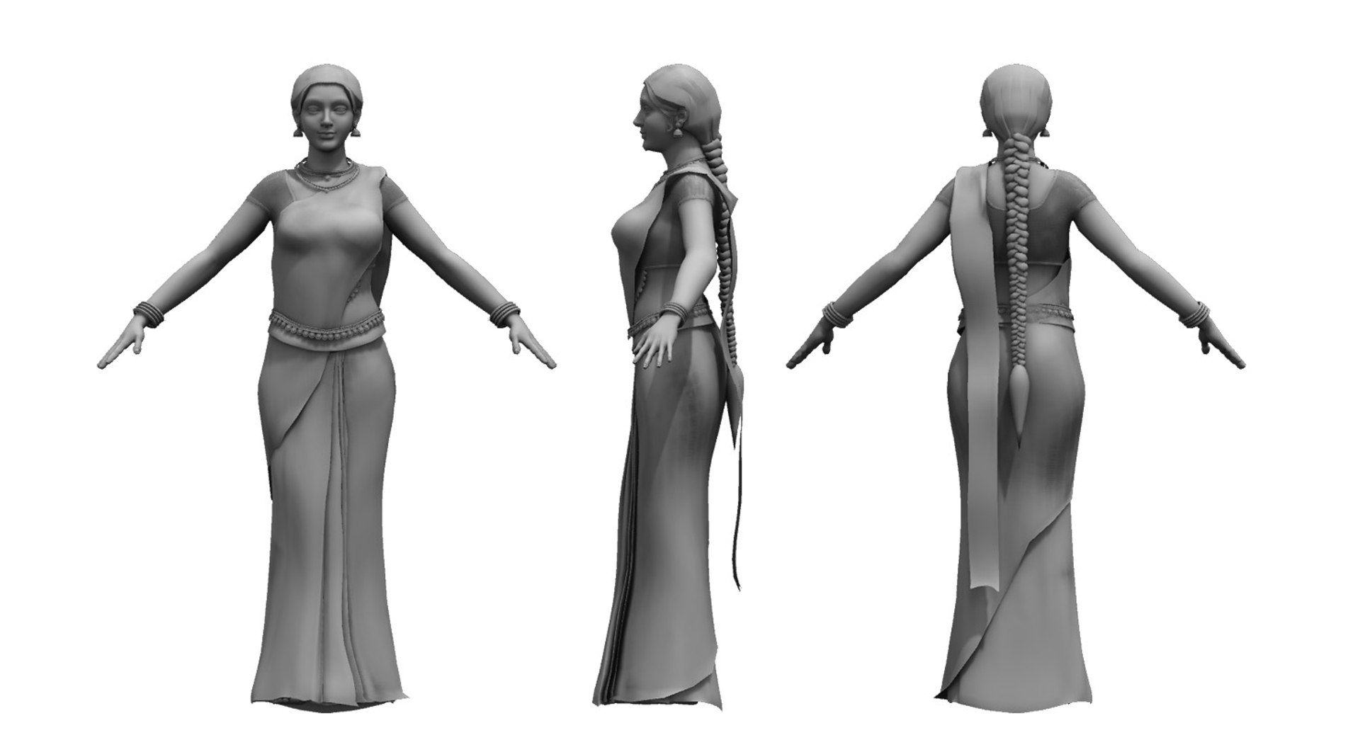 Indian Lady in Saree Manisha 3D model rigged | CGTrader