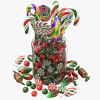 Xmas Lollipop And Candy Cane Jar