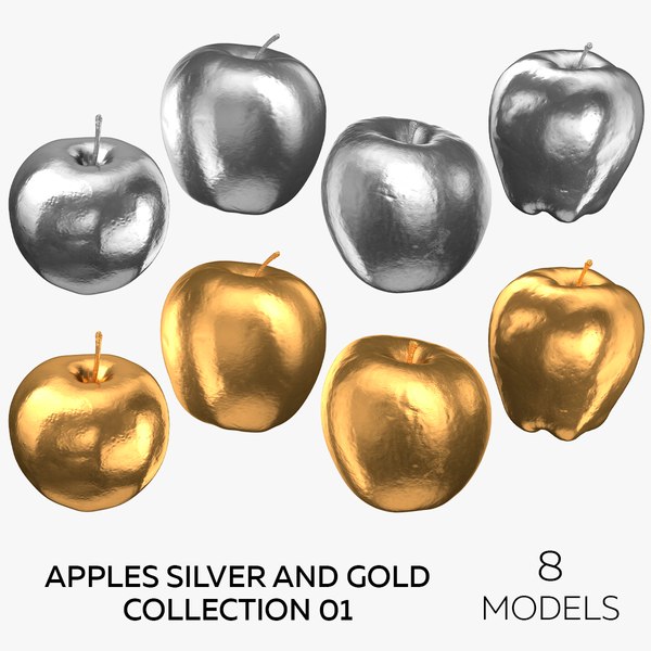 3D model Apples Silver and Gold Collection 01 - 8 models