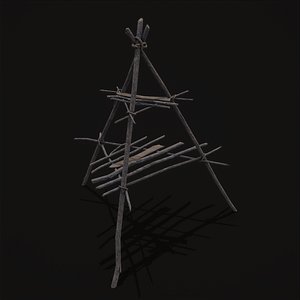 3D Primitive Tripod Cooking Rack model