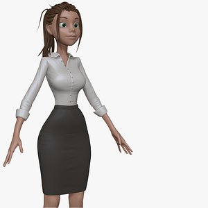 cartoon woman business 3d model