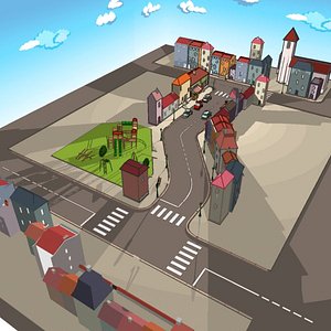 3d city car cartoon