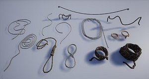 set various medieval ropes model