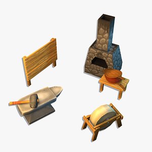 Game ready low poly stylized Forge model