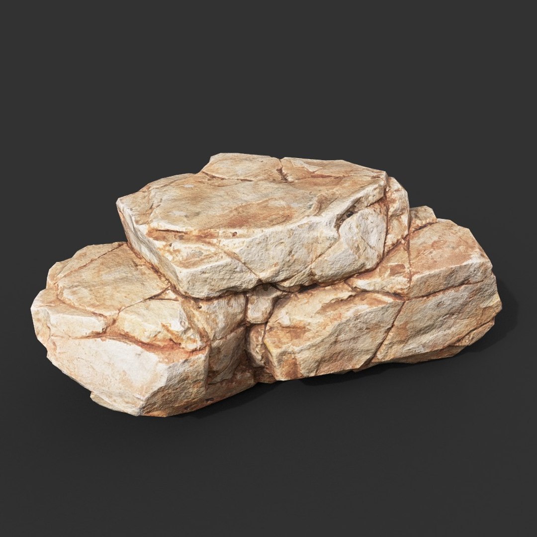 3D 8 Low poly PBR Yellow Horizontal Rock Modular - Ultra HD 16K Texture ...