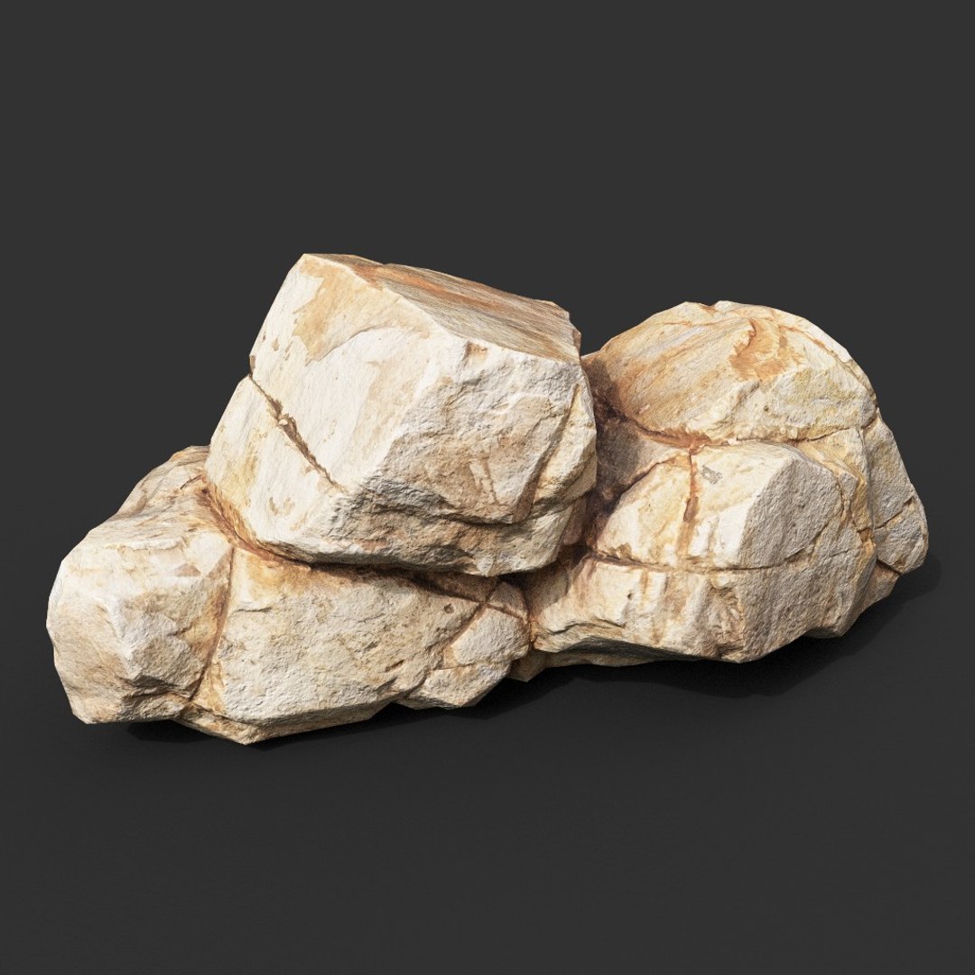 3D 8 Low Poly PBR Yellow Horizontal Rock Modular - Ultra HD 16K Texture ...
