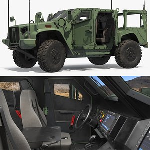 Military Truck Oshkosh L-ATV Green Rigged for Cinema 4D 3D model
