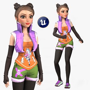 Cartoon Rigged Cute Dancer Girl-S Character 3D Model 3D model