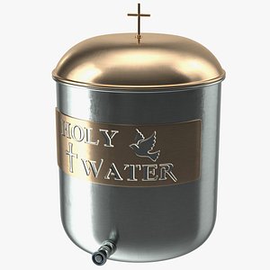 Holy Water Tank with Decorative Plaque 3D model