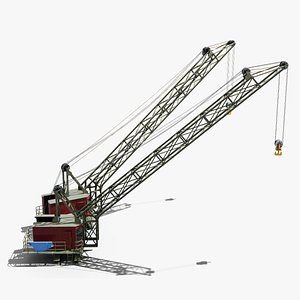 Mobile port Crane heavy duty lift hoist 3D model