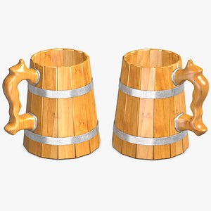 3d wooden beer mug model