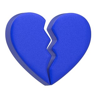 Broken Heart Emoji blue 3D model