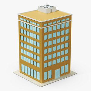 Low Poly Apartment Building Brown 3D