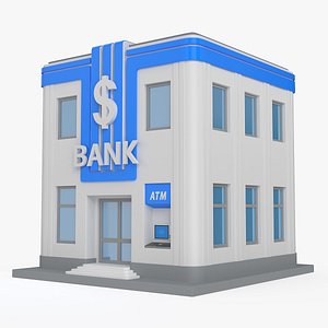 3D Cartoon Bank Building model
