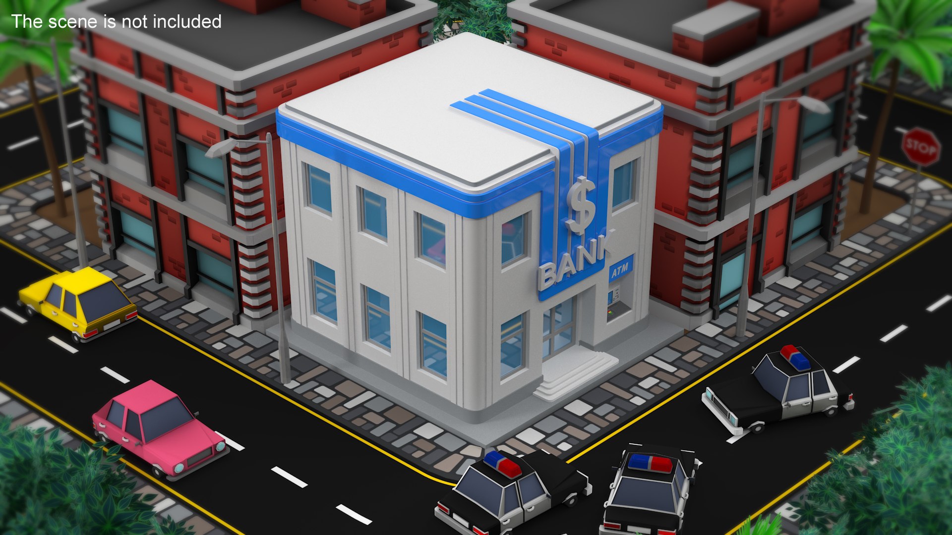 3D Cartoon Bank Building Model - TurboSquid 1948150