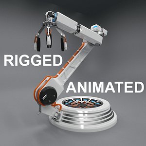 Futuristic Robotic Arm. Rigged, animated
