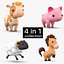 3D cartoon farm animals pack