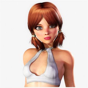 Redhead Toon Girl - Fully Rigged 3D model