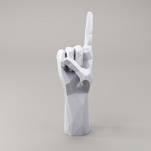 3D Hand Finger Counting 1 Low poly