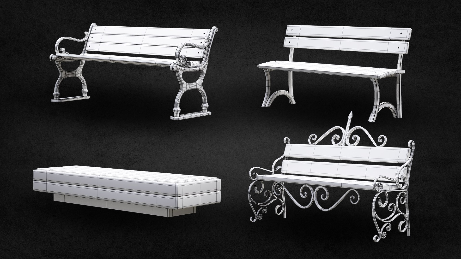 10 Street Bench Base Mesh Vol 01 3D Model - TurboSquid 2127380