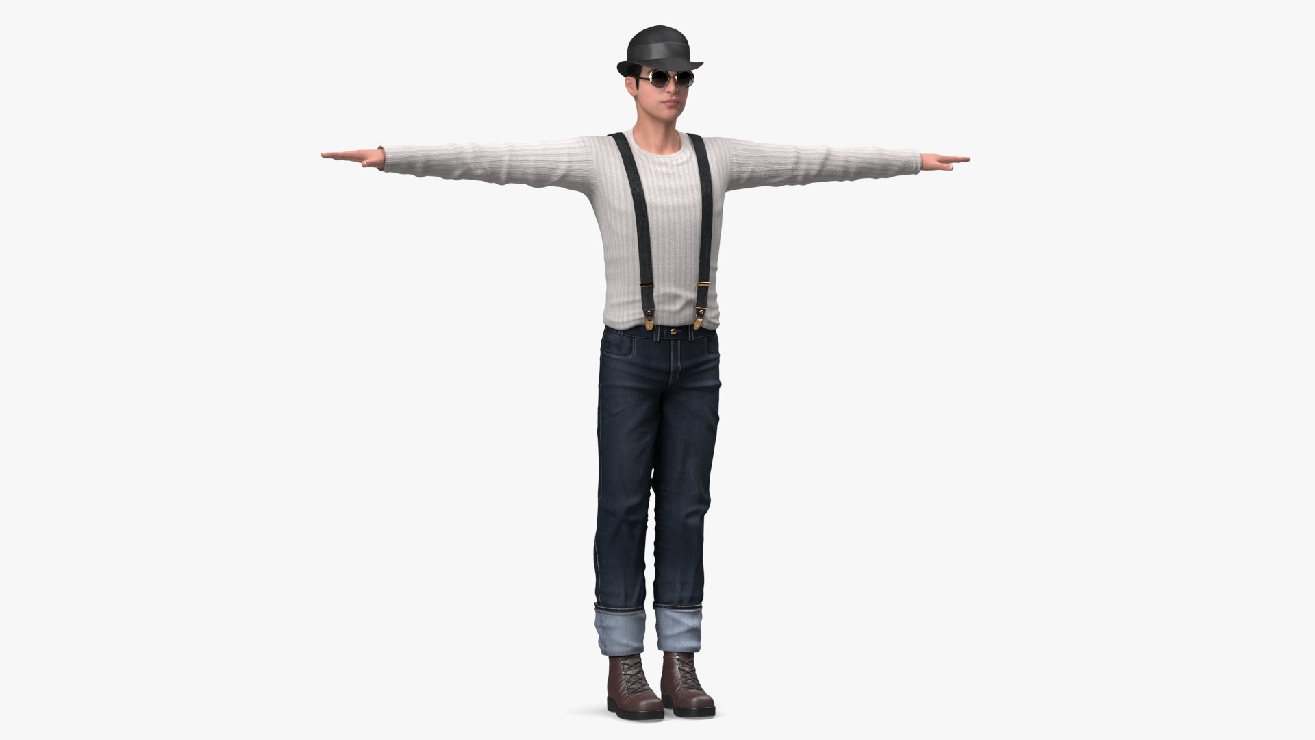 Fashionable Chinese Man Rigged for Maya 3D model preview