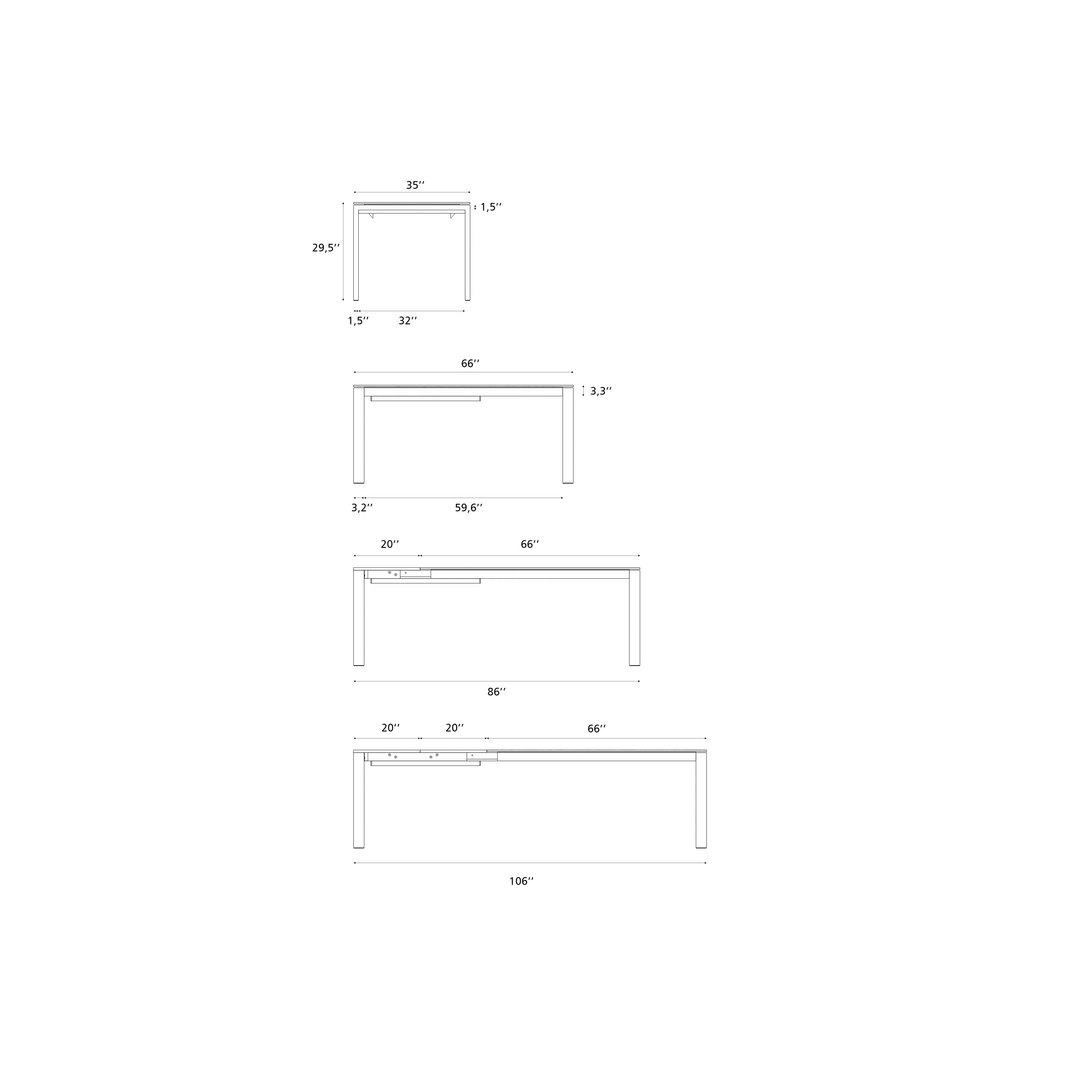 3D Extendable Metal Framed Dining Table3 Modifications - TurboSquid 1768954