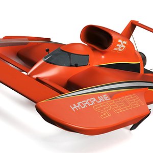 Racing Hydroplane Boat Orange 3D