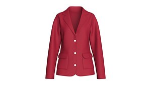 3D Girls Red Blazer With Flap Pockets model