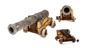 3D Old Naval Cannon 3D Model PBR Textures model