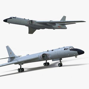 3D Xian H-6 China Strategic Bomber without Armament Rigged for Maya model