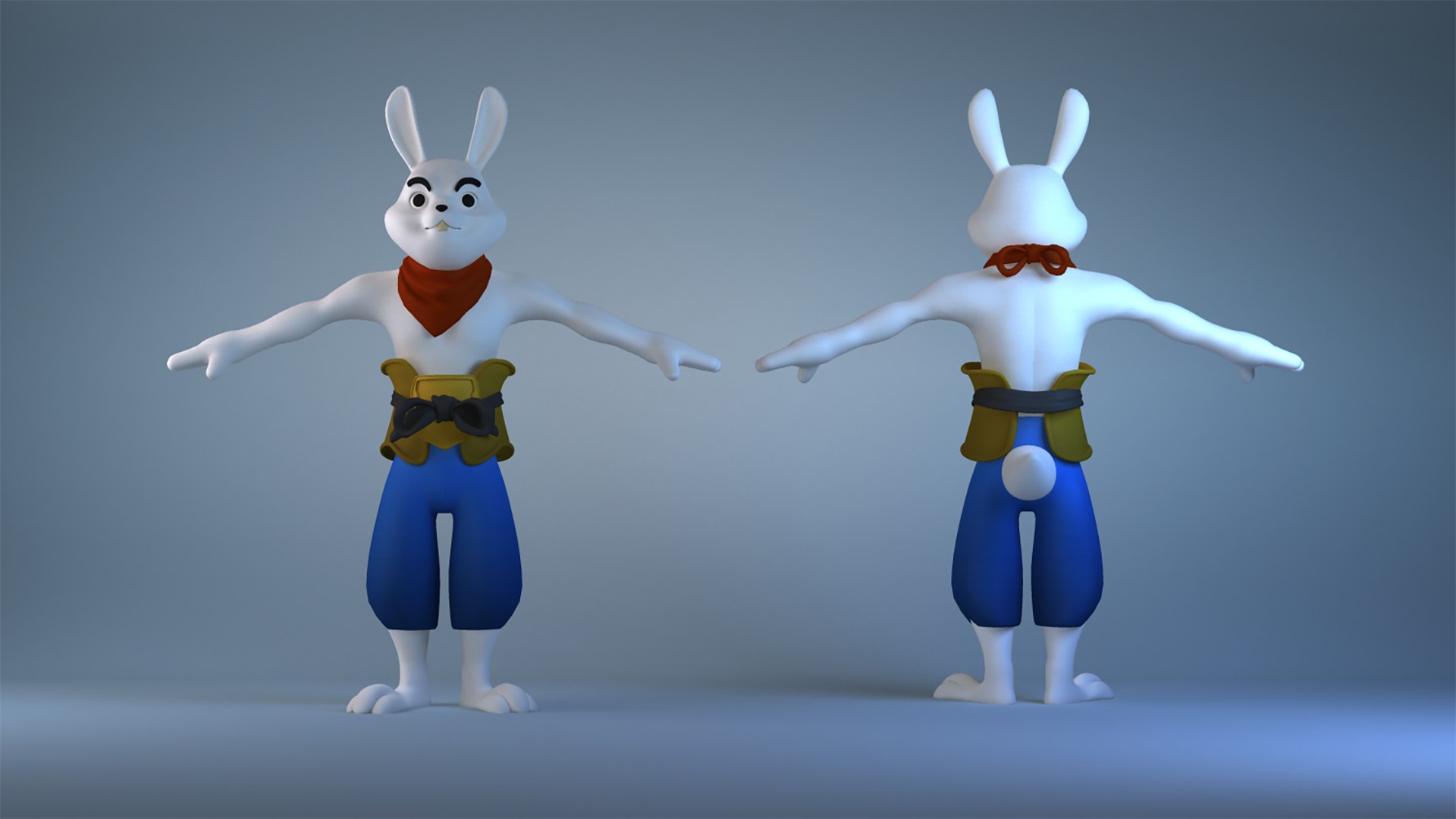 3D Yujimbo Miyamoto Cartoon Character Samurai Rabbit Bunny Warrior ...