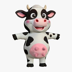Cute Cartoon Simmental Cow - Stylized 3D Model