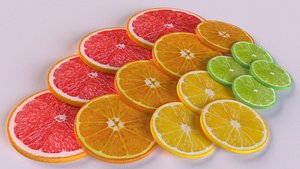 lemon lime grapefruit citrus 3D model