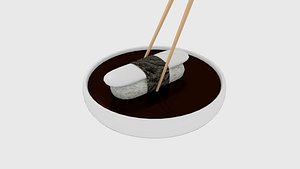 3D chopstick dip sushi plate model