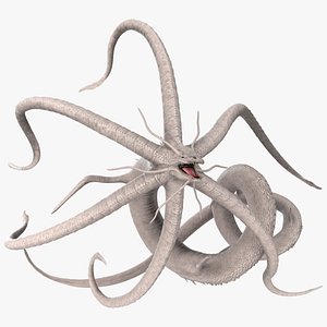 3D model Fantastic Deep Sea Monster with Curved Body White