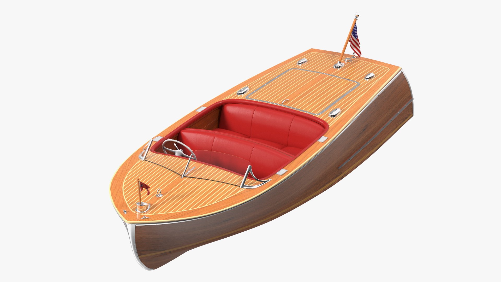 Classic Sport Boat Light Wood 3D model preview