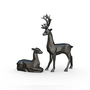 3D deer family