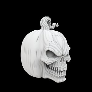 Haunted Pumpkin Skull Horror Sculpture model