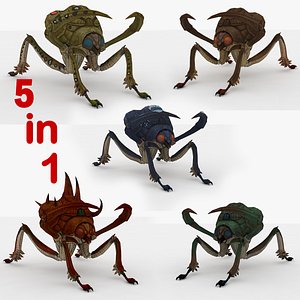 5 in 1 Ant Rigged and Animated 3D