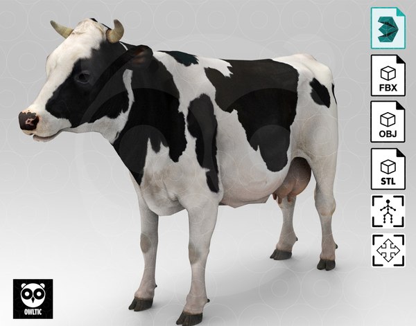 3D Milk Cow - Animated model