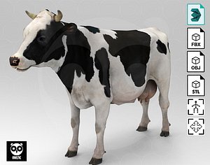 White Cow - Rigged - Animated