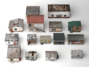 Derelict Village Outbuildings And Huts 3D Assets 3D model