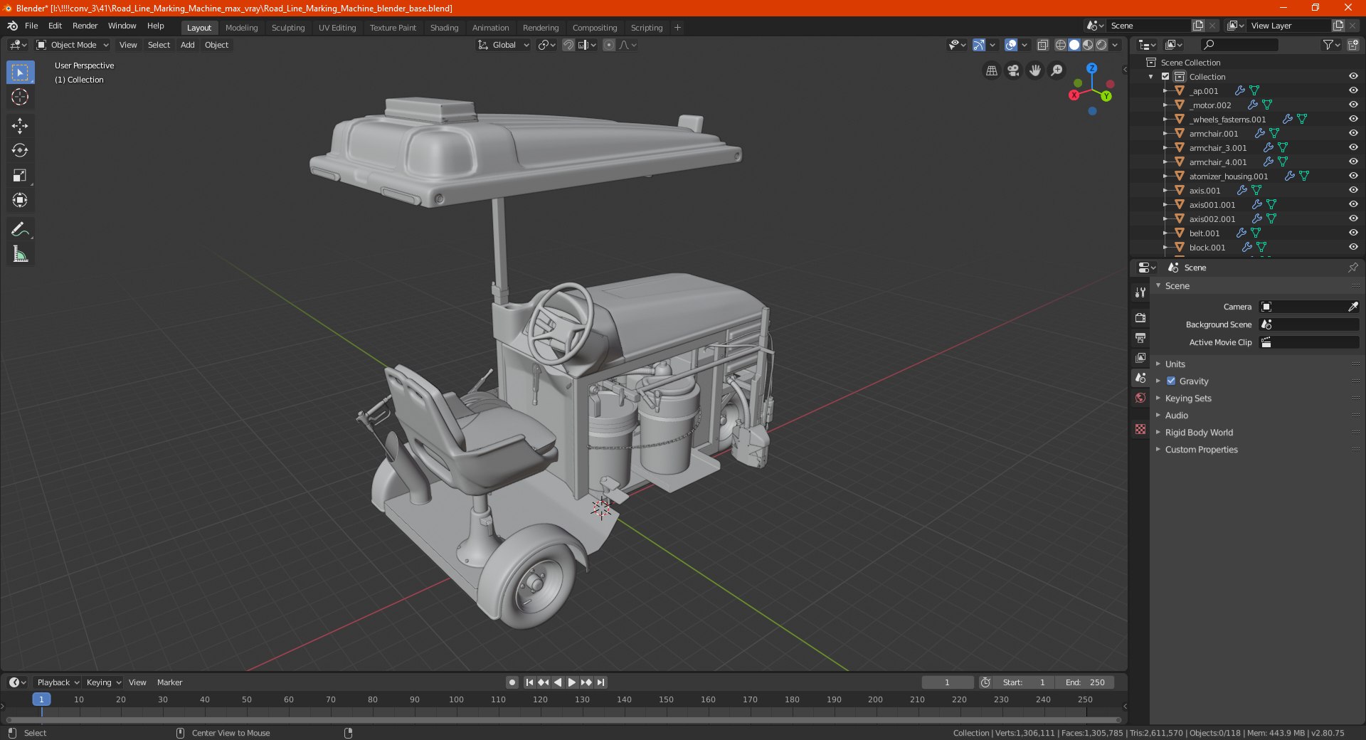3D Model Road Line Marking Machine - TurboSquid 1700533