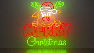 3D Deer Merry Christmas Neon model