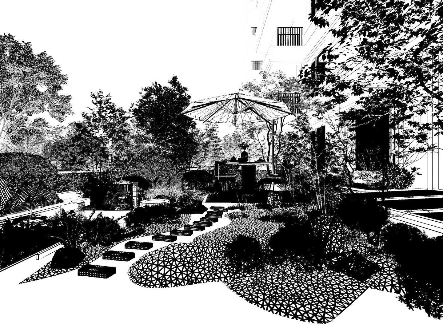 3D Modern Courtyard Landscape Balcony - TurboSquid 2379299