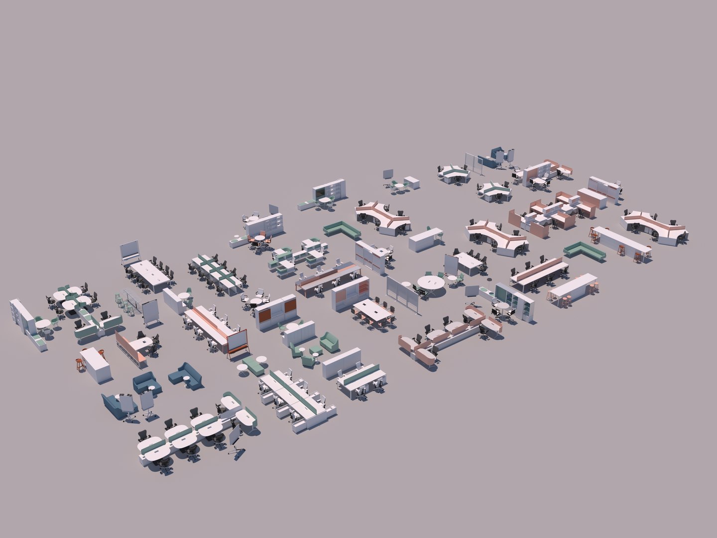 3D Flexible Office Furniture Meeting Rooms Model - TurboSquid 1462044