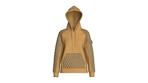 3D Girls Quilted Hoodie With Kangaroo Pocket model