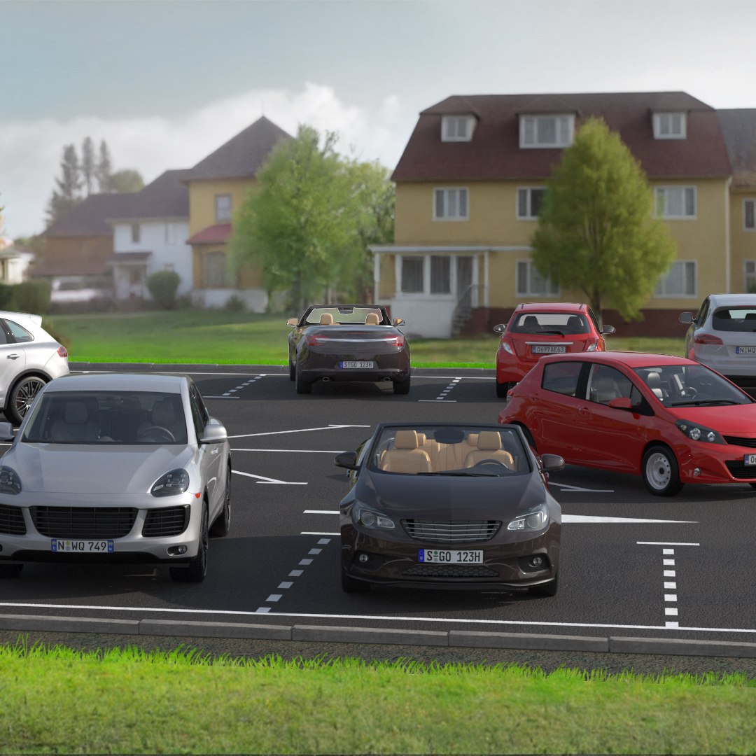 Urban Car Parking Area with Car 3D model preview